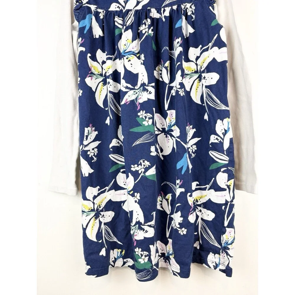 Tea Collection Dress 10 Long Sleeve Floral Navy Blue Fall Winter